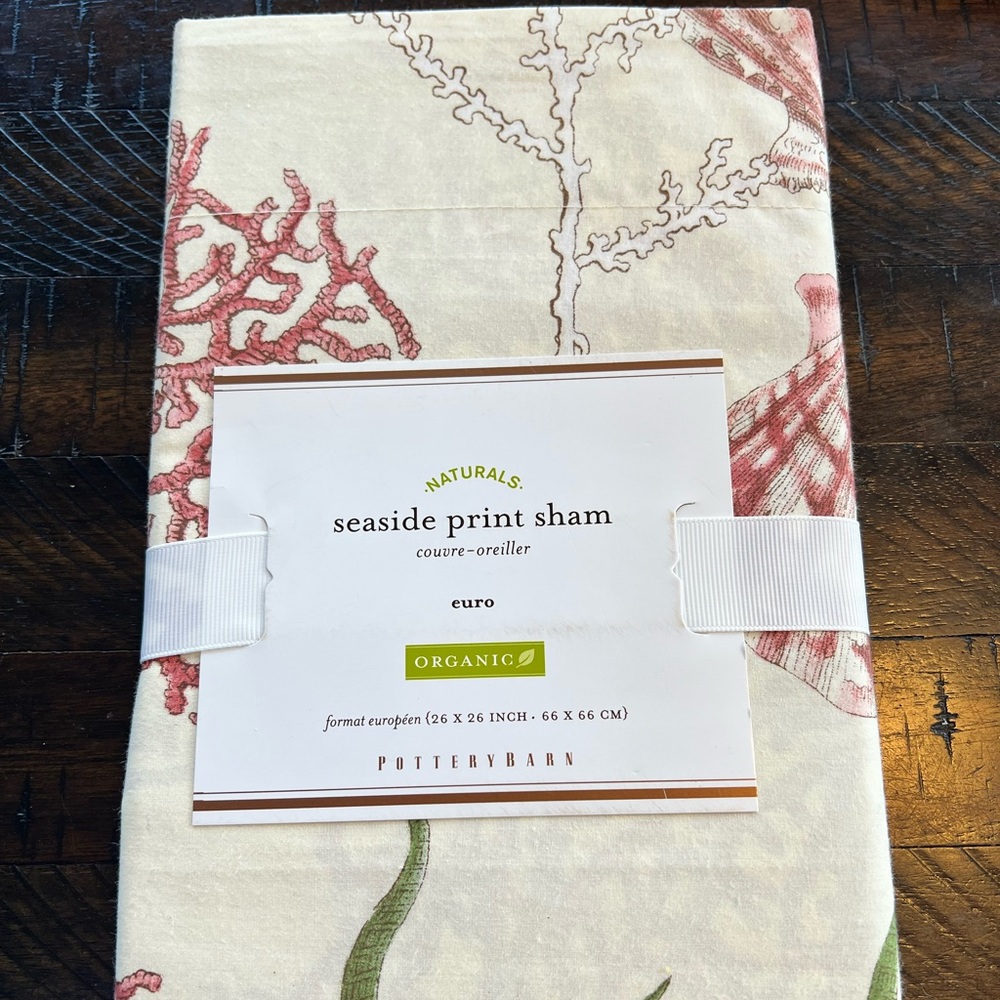 NWT Pottery Barn Seaside Print EURO Pillow Sham